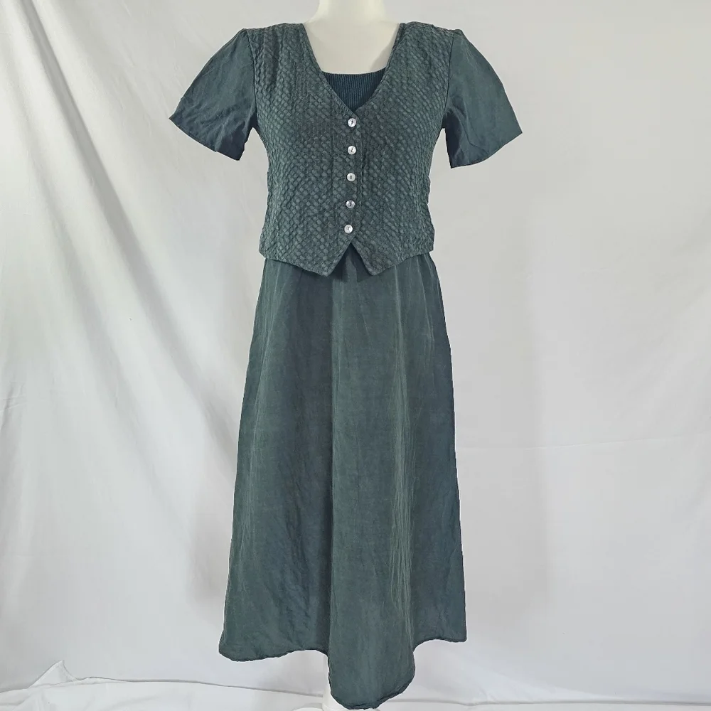 Vintage Rabbit Rabbit Rabbit Designs Button Front Dress - Picture 1 of 13